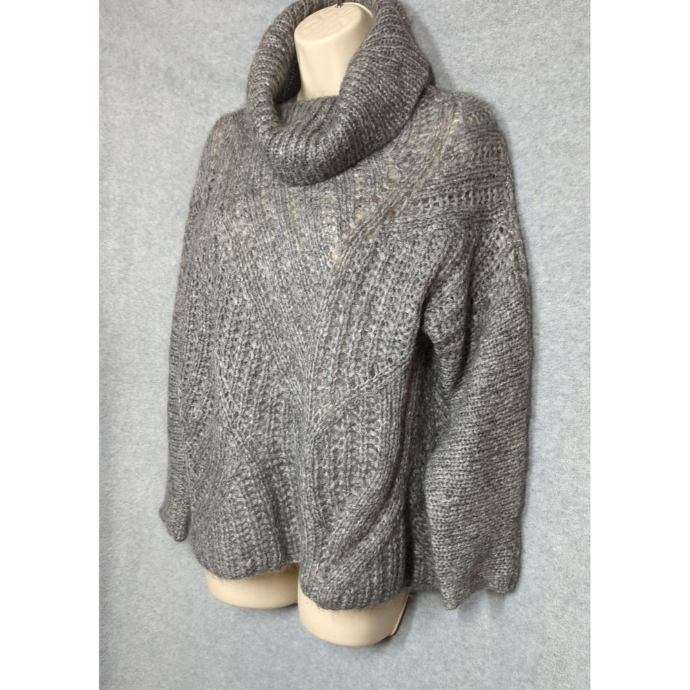 EILEEN FISHER SWEATER  XS MOHAIR WOOL BLEND ITALIAN YARN COWL NECK TIMELESS CHIC